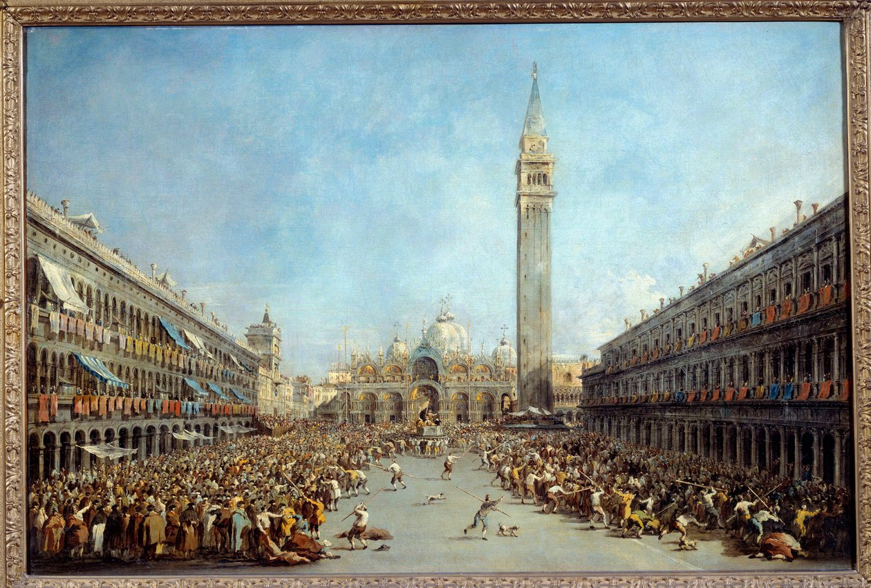 دوج البندقية ألفيس الرابع يحمله الجندول بعد انتخابه ساحة القديس مرقس عام 1763 لوحة لفرانشيسكو غواردي (1712-1792) 1770 صن. 0،67x1 م غرونوبل ، متحف الفنون الجميلة بواسطة فرانشيسكو غواردي
