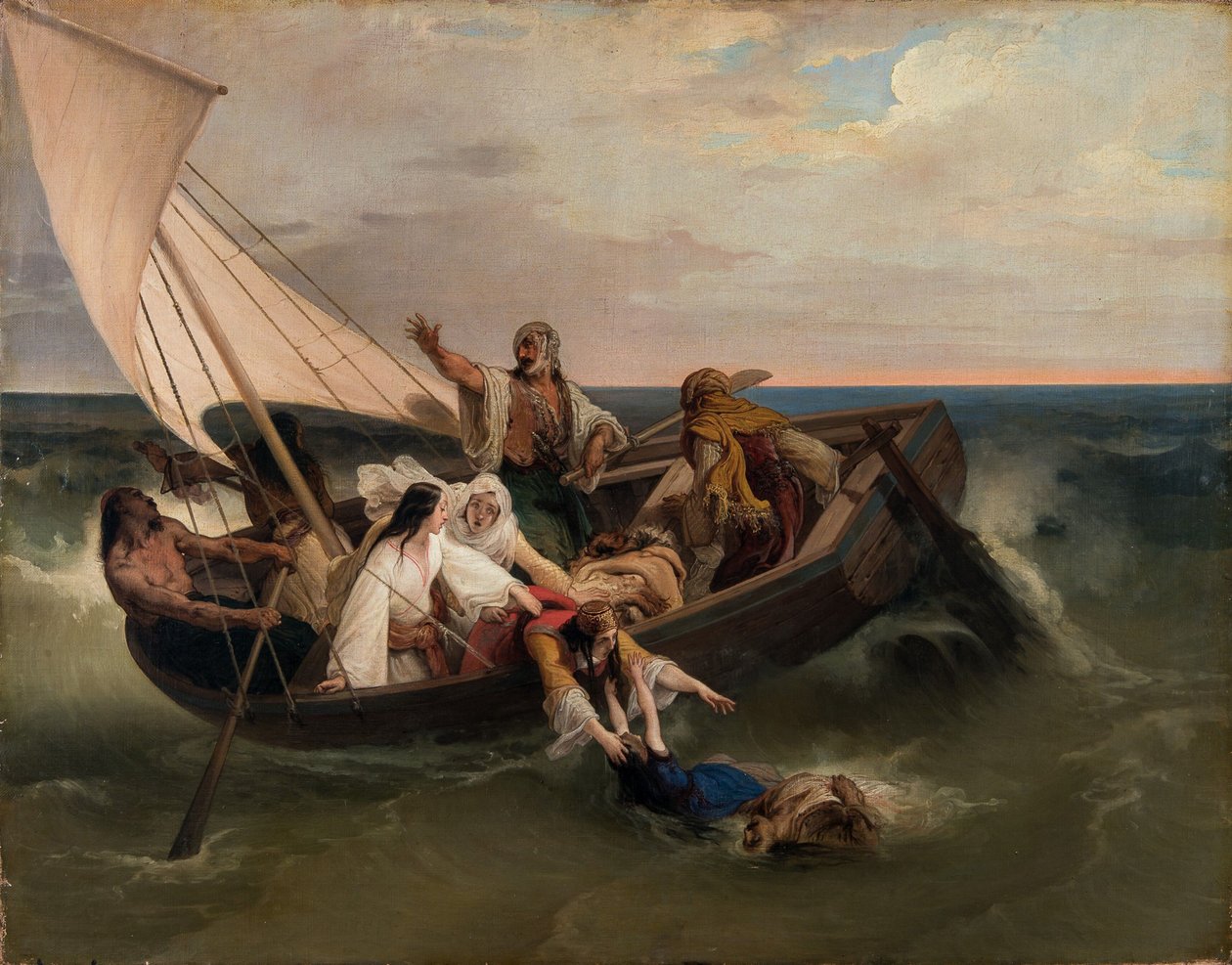 قارب مع الهاربين اليونانيين ، 1834. بواسطة فرانشيسكو هايز