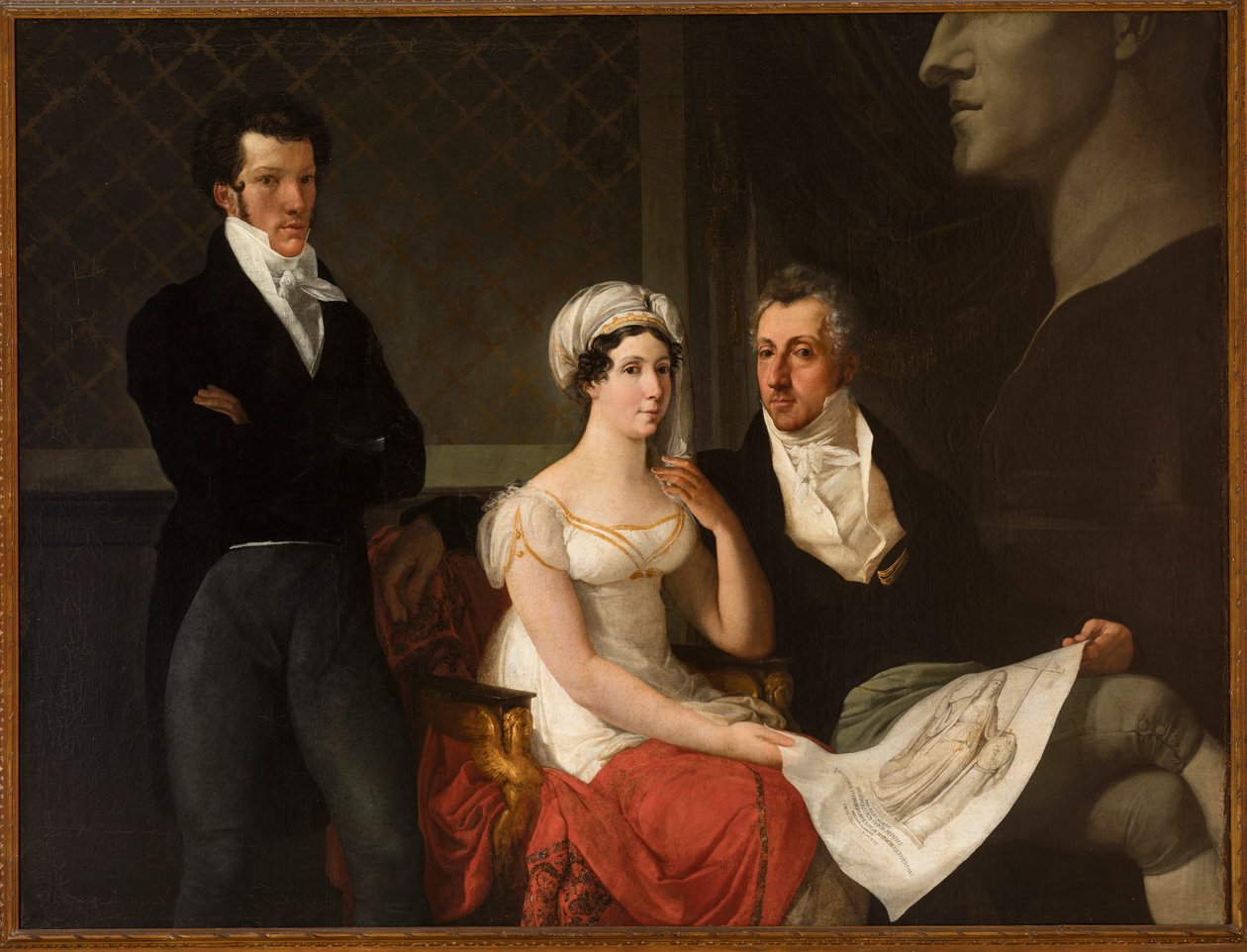 صورة لعائلة Cicognara ، مع تمثال نصفي لأنطونيو كانوفا بواسطة Hayez ، Francesco (1791-1882). زيت على قماش بواسطة فرانشيسكو هايز