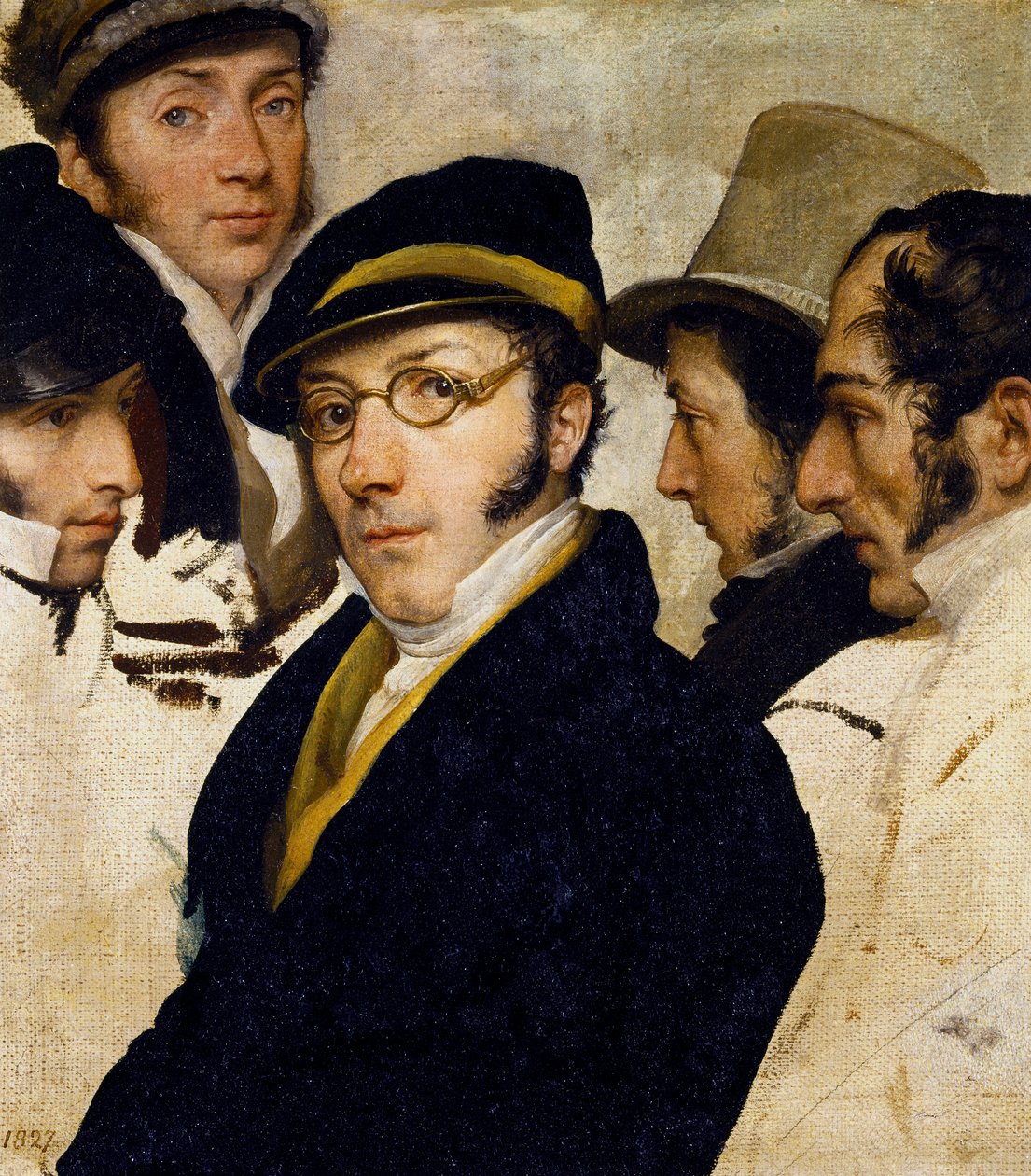 صورة ذاتية مع الأصدقاء Migliara ، Palagi ، Grossi ، Molteni ، حوالي عام 1825 (زيت على قماش) بواسطة فرانشيسكو هايز