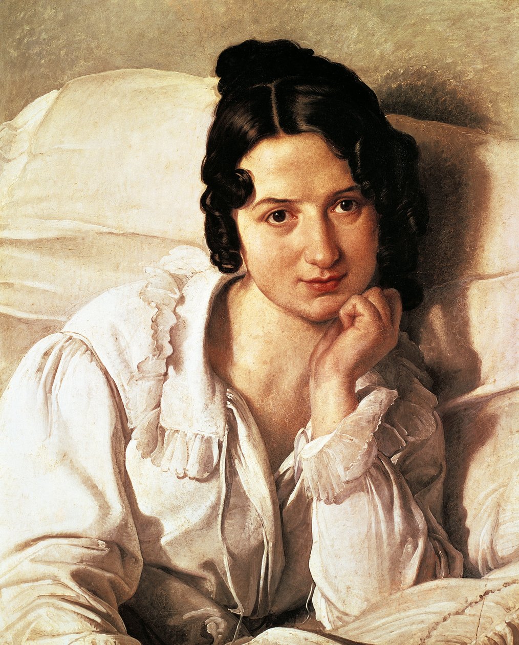 المرأة المريضة ، صورة كارولينا زوتشي بقلم فرانشيسكو هايز (1791-1882) ، زيت على قماش ، 60 × 495 سم بواسطة فرانشيسكو هايز