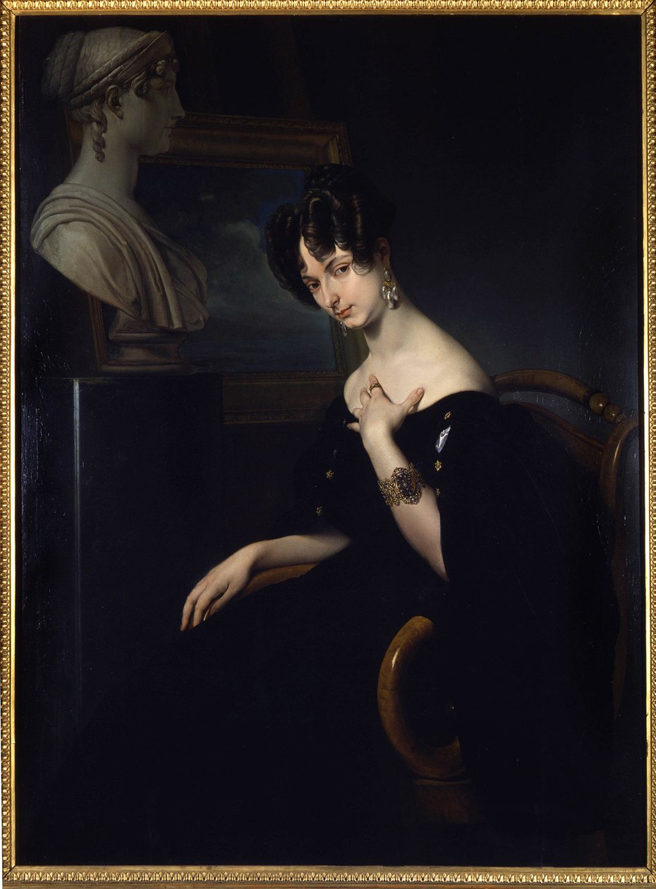 صورة للماركيز كريستينا تريفولزيو ، أميرة بيلجيوجوسو (بلجيكا) (1808-1871) ، الوطنية الإيطالية والمرأة الأدبية ، لوحة لفرانشيسكو هايز. في فلورنسا بإيطاليا. بواسطة فرانشيسكو هايز