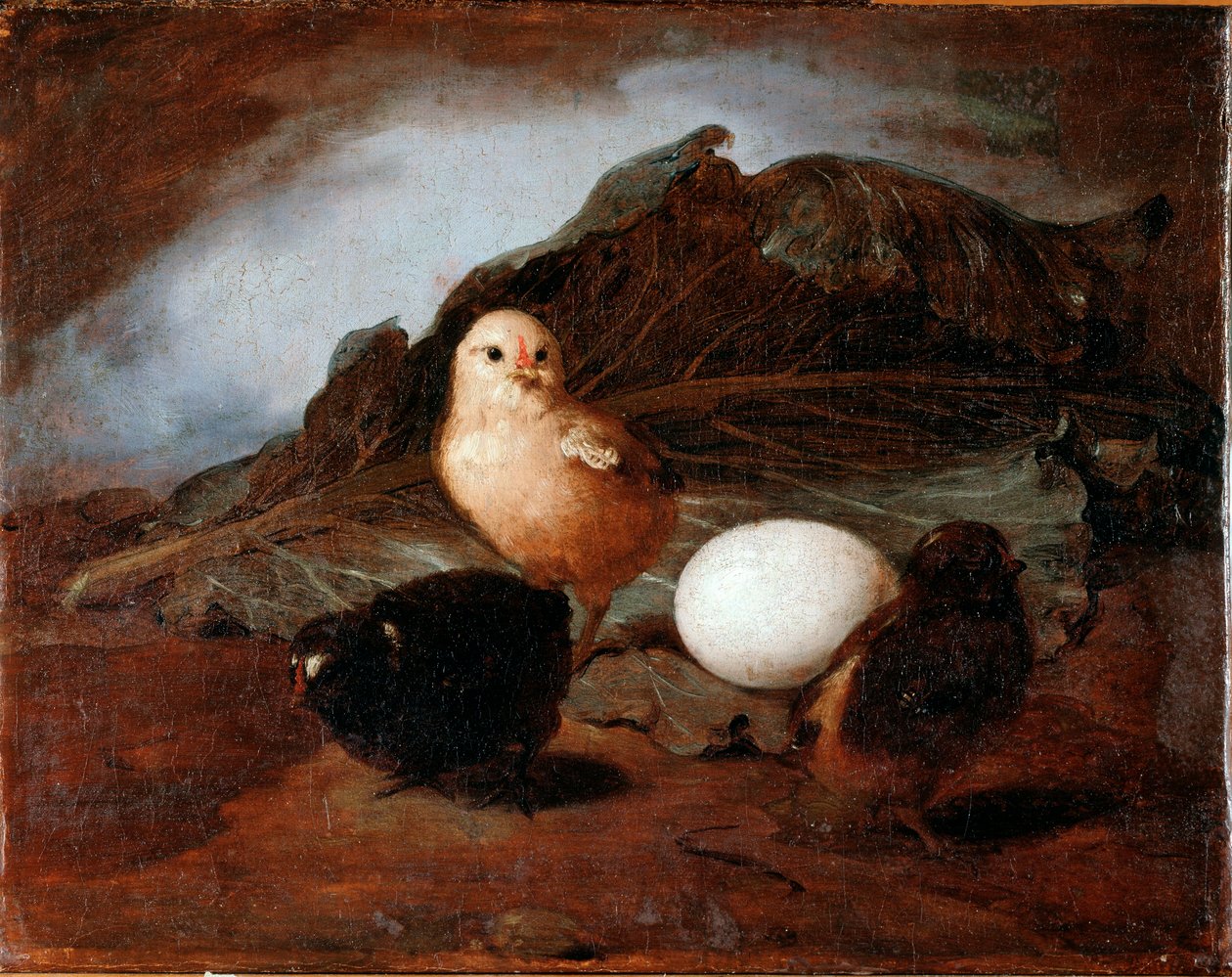 صيصان (فراخ) لوحة لفرانشيسكو إنجانّي (1793-1873) 1862 خافت 25.6x33.2 سم جينات ، غاليري الفن الحديث ، رقم الجرد 183 بواسطة فرانشيسكو إنغاني