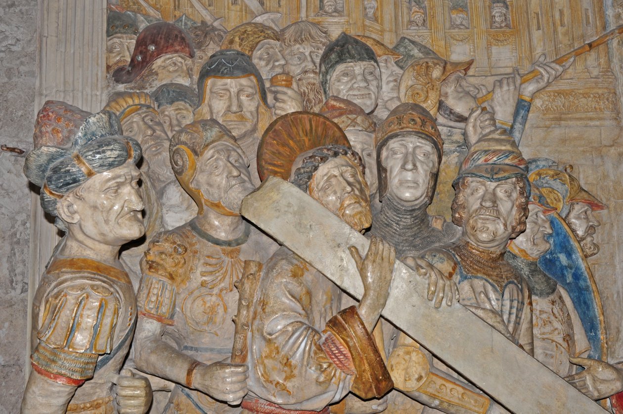 فرنسا ، أفينيون ، قصر البابوات (1334) ، نحت الرخام لطريق الصليب من دير سيليستين في أفينيون بواسطة فرانشيسكو لورانا (بتكليف 1478) بواسطة فرانشيسكو لورانا