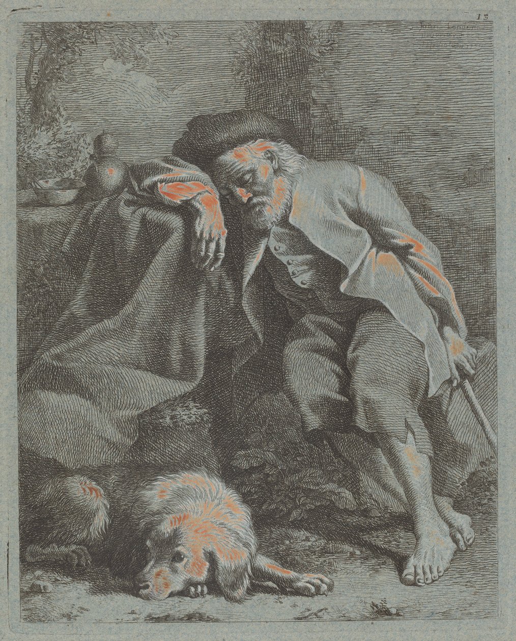 الرجل العجوز النائم مع الكلب ، 1759. بواسطة فرانشيسكو لندنيو