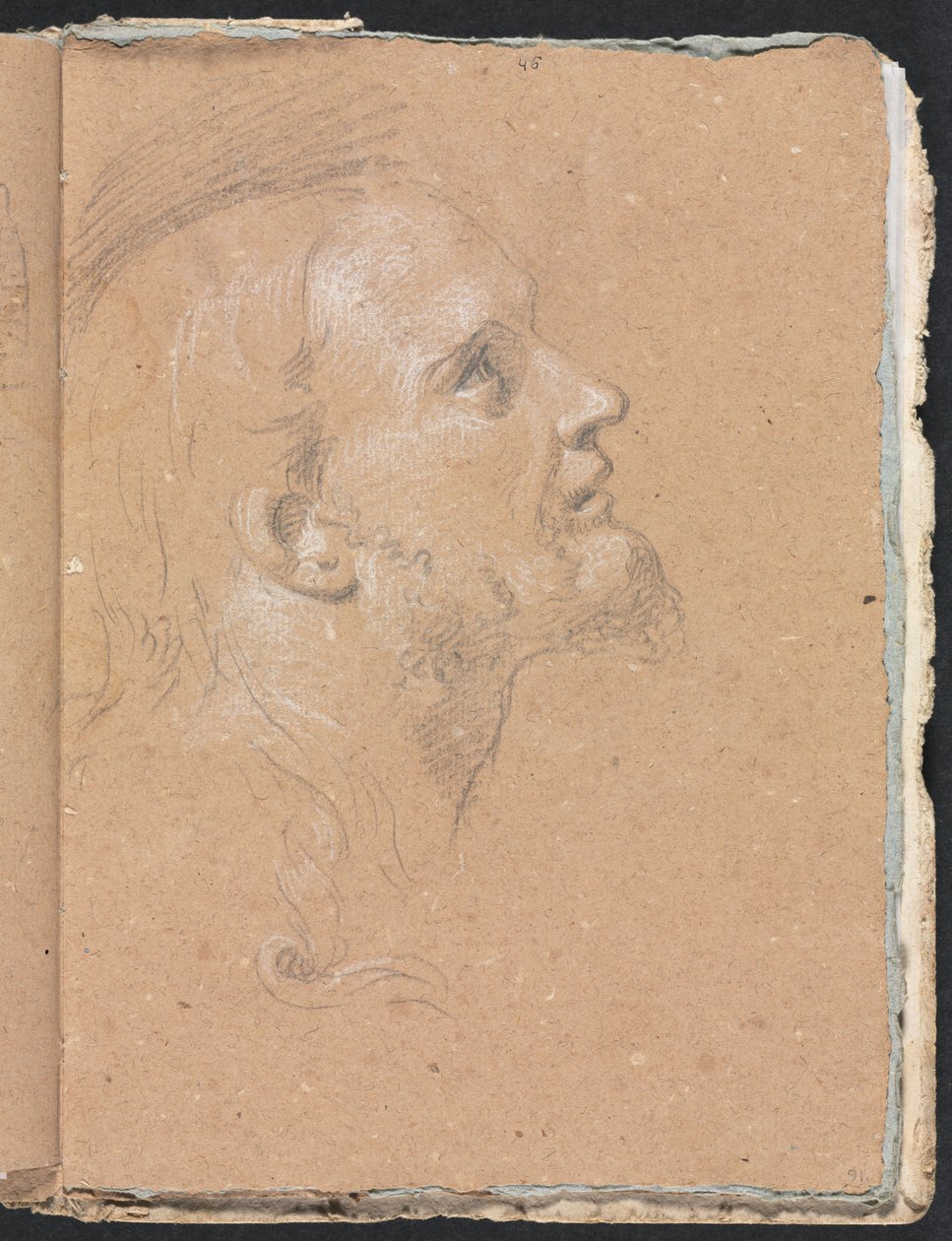 فيرونا كراسة الرسم: رأس الذكر في صفحة الملف الشخصي 91 ، 1760. بواسطة فرانشيسكو لورينزي