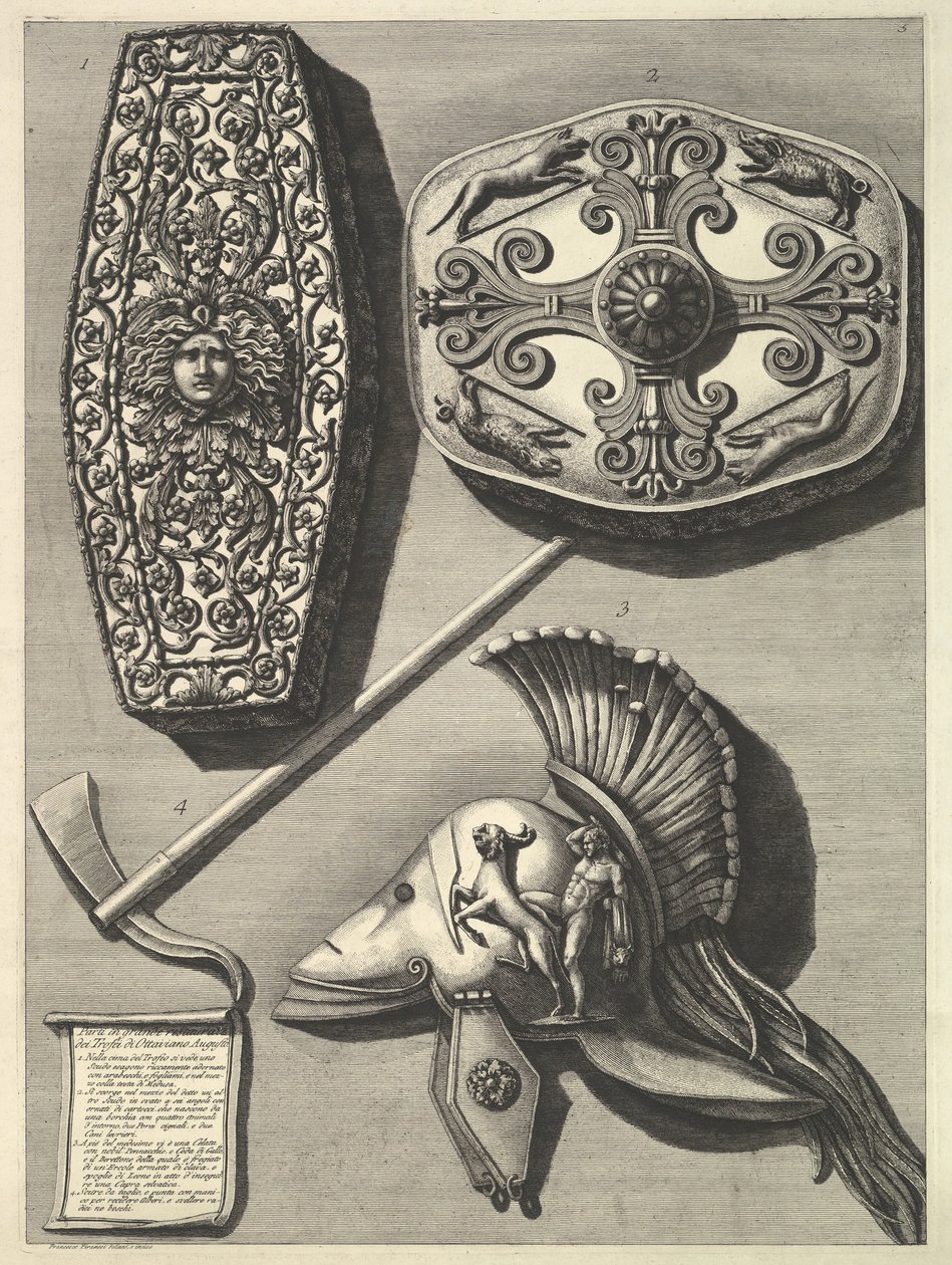 أجزاء كبيرة مستعادة من تروفي دي أوتافيانو أوجوستو التفاصيل المستعادة من Tro ...، ca. 1753. بواسطة فرانشيسكو بيرانيسي