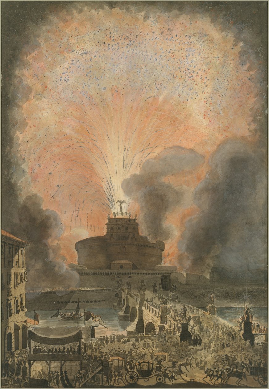 The Girandola at the Castel Sant'Angelo ، أواخر القرن الثامن عشر وأوائل القرن التاسع عشر بواسطة فرانشيسكو بيرانيسي