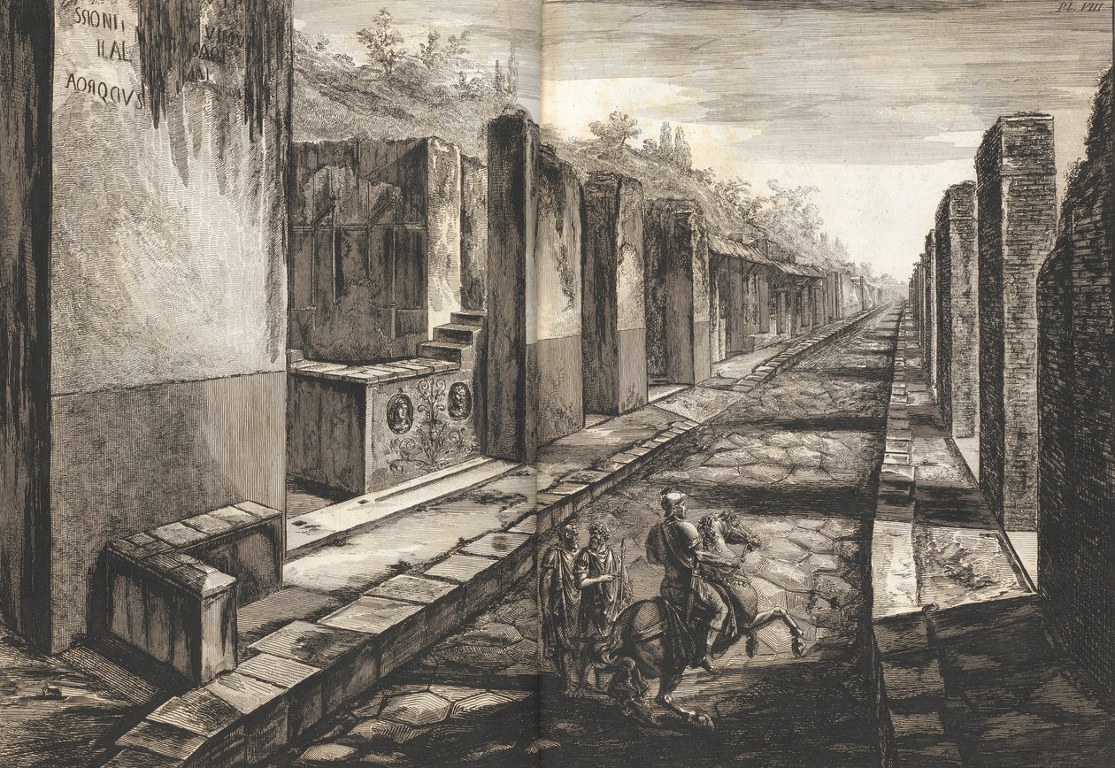 منظر من الشارع الذي يدخل أسفل البوابة المؤدية إلى مدينة بومبي ، مع القدم با ... ، 1804. بواسطة فرانشيسكو بيرانيسي