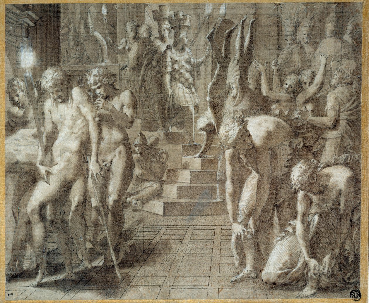 حفلة تنكرية برسيبوليس. الرسم بقلم فرانشيسكو بريماتيكيو المعروف باسم بريماتيس (1504-1570) بواسطة فرانشيسكو بريماتيكيو