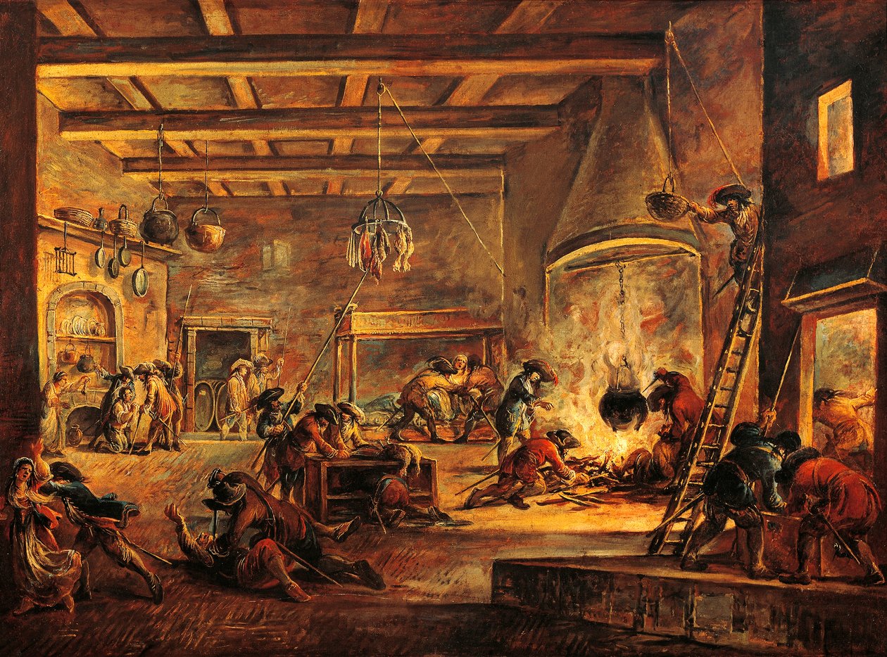 إحراق المطبخ ، بقلم فرانشيسكو سيمونيني (1669-1753). بواسطة فرانشيسكو سيمونيني