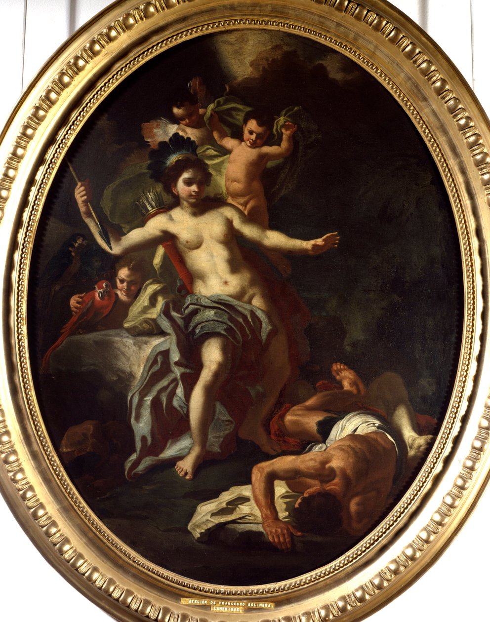 رمزية أمريكا رسم لورشة العمل بواسطة فرانشيسكو سوليمينا (1657-1747) (ec.ital.) 1738 لاروشيل ، متحف العالم الجديد. بواسطة فرانشيسكو سوليمينا