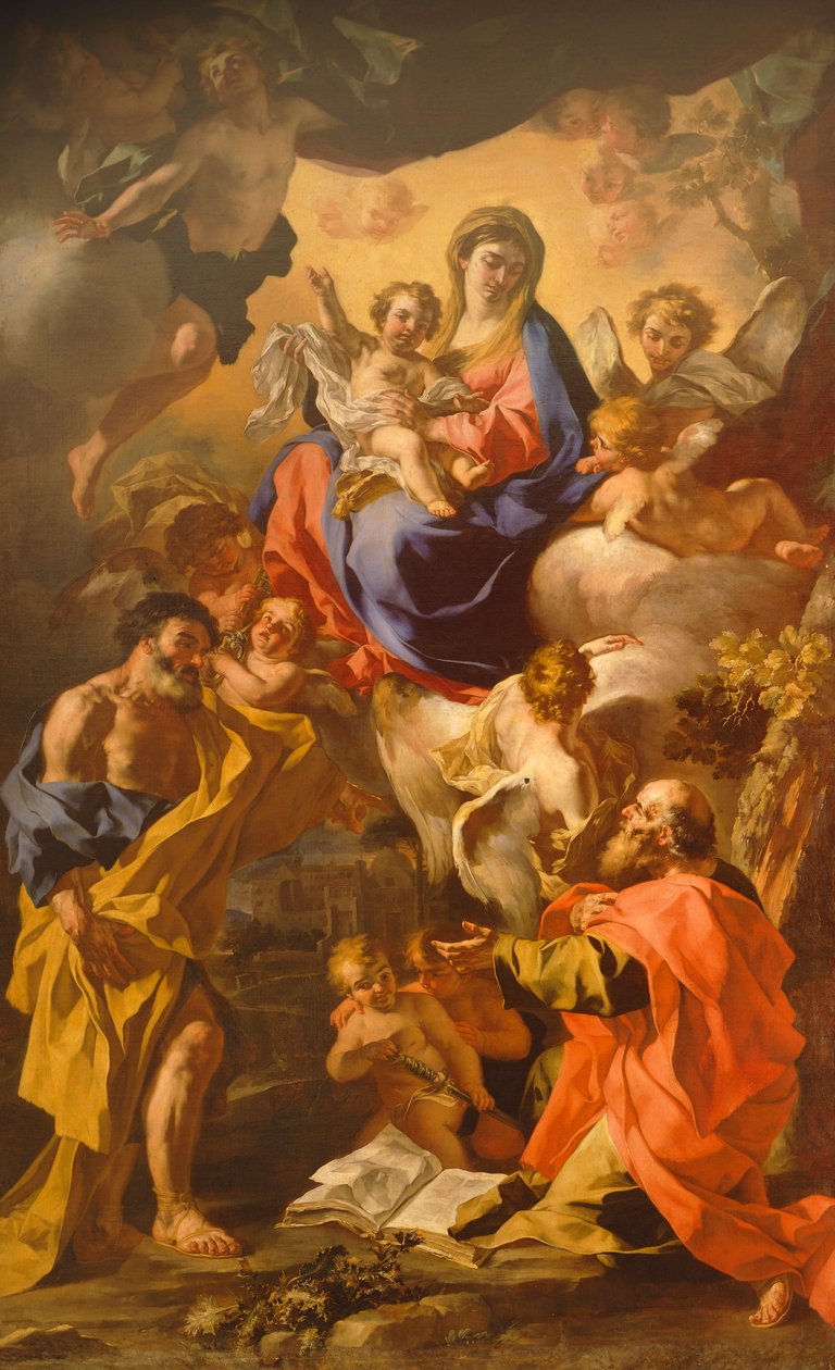 Madonna and Child between St Peter and St Paul by Francesco Solimena (1657-1747) بواسطة فرانشيسكو سوليمينا