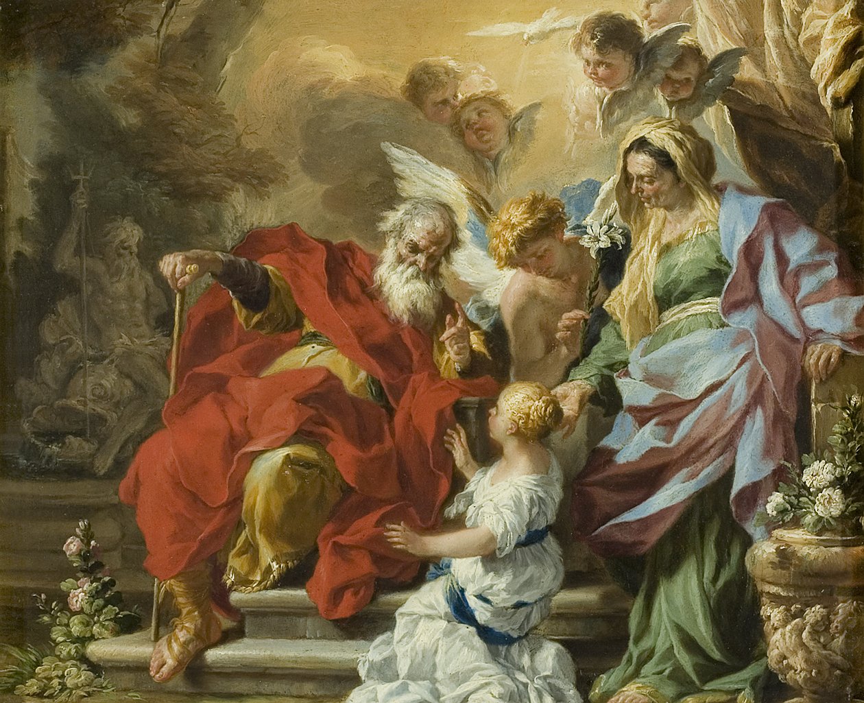 تعليم العذراء حوالي عام 1680 (زيت على النحاس) بواسطة فرانشيسكو سوليمينا