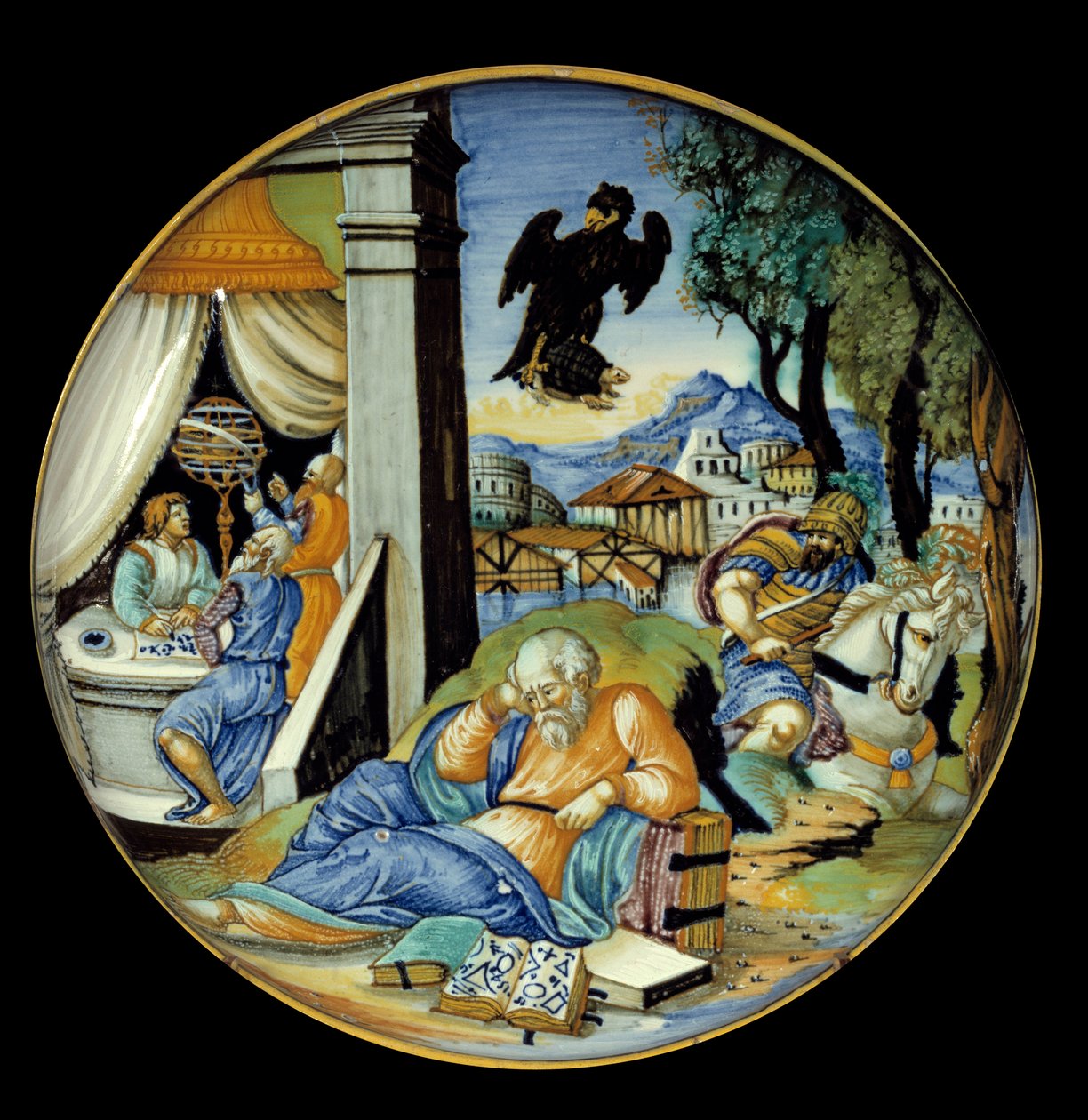 قطع أسفل الساق: رمزية المصير. القيش. صُنع بواسطة Francesco Avelli Xanto (نشط حوالي 1530/1540) بواسطة فرانشيسكو زانتو أفيلي