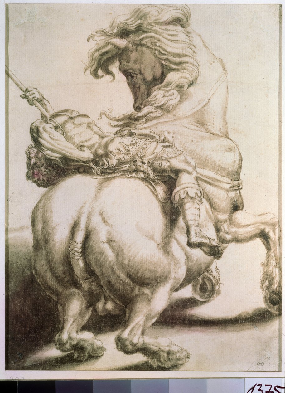 متسابق مثقوب بحربة. رسم فرانشيسكو دي روسي (1510-1563). Grisaille على ورق ، ٢٠ × ١٥ سم بواسطة فرانشيسكو دي روسي سالفياتي