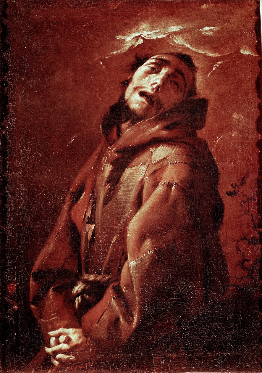 Saint Francois of Assisi in ecstasy Painting by Francesco del Cairo (1607-1665) 17th century Sun. 74x53 cm Milan, Musei Civici del Castello Sforzesco بواسطة فرانشيسكو ديل كايرو