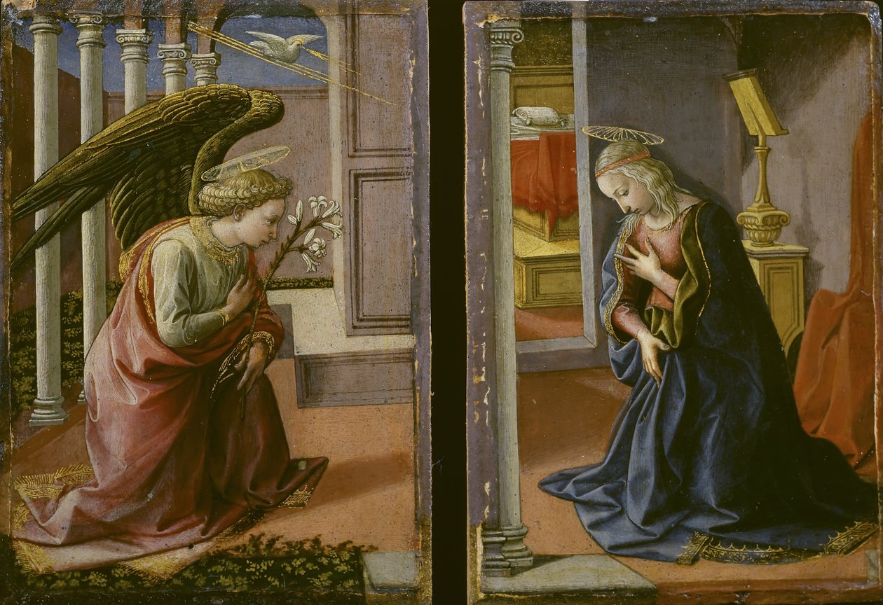 Diptych - البشارة ، c.1450-55 بواسطة فرانشيسكو دي ستيفانو بيسيلينو