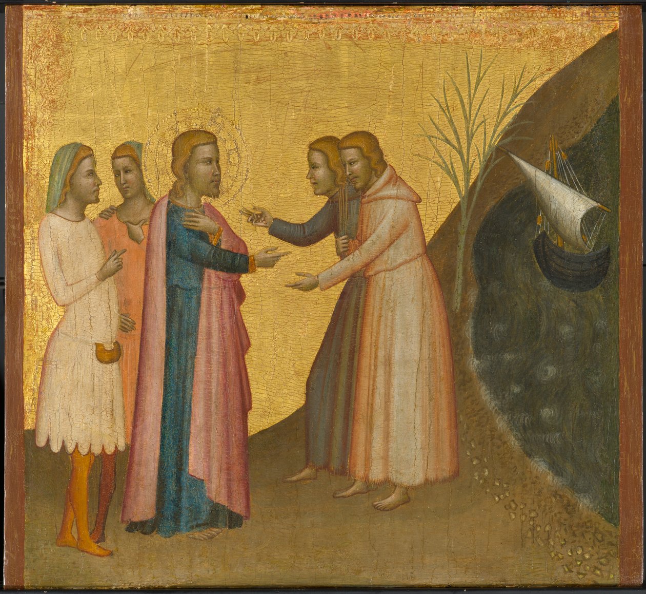 Acteus و Eugenius Implore سانت جون الإنجيلي لاستعادة ثروتهم ، c.1370-1380 (تمبرا وأوراق الذهب على اللوحة) بواسطة فرانشيسكيو غيسي