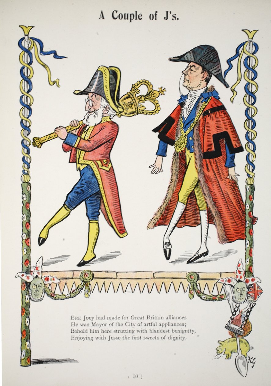 زوجان من حرف J ، رسم توضيحي من الأبجدية Struwwelpeter ، الآية التي كتبها Harold Begbie (1871–1929) بواسطة فرانسيس كاروثرز جولد