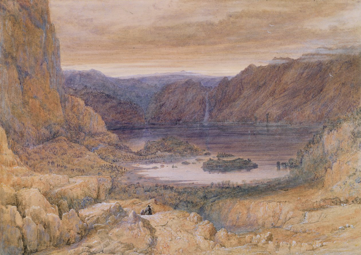 بحيرة جبلية ، النرويج ، c.1827 (مرحاض وجواش على ورق) بواسطة فرانسيس دانبي