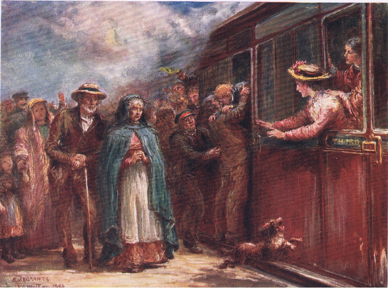 Off to America، from Peeps at Many Lands: Ireland منشور بواسطة Adams & Charles، 1909 بواسطة فرانسيس س. ووكر