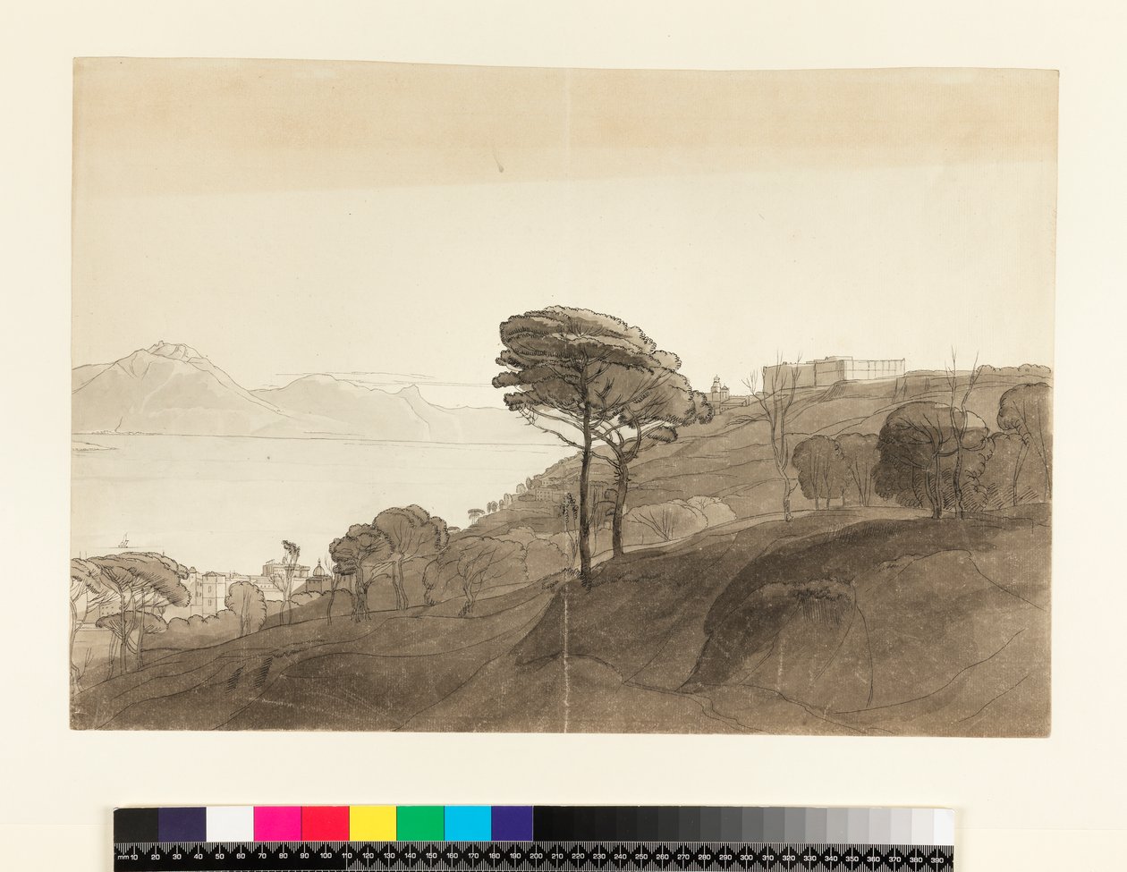 No.1621 منظر خليج نابولي وجبل. Lactarius ، 1781 (مرحاض ، حبر وغسل على الورق) بواسطة فرانسيس تاون