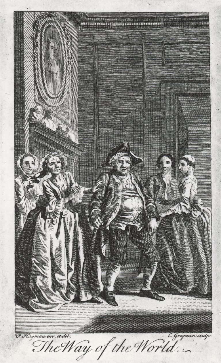 Scene from The Way of the World, by William Congreve (1670-1729), engraving by Charles Grignon from a drawing by Francis Hayman in Lincoln
