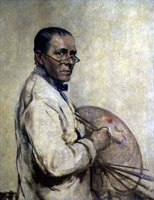 صورة للفنان السير ويليام أوربن (1878-1931) حوالي عام 1932 (زيت على قماش) بواسطة فرانسيس إدوين هودج