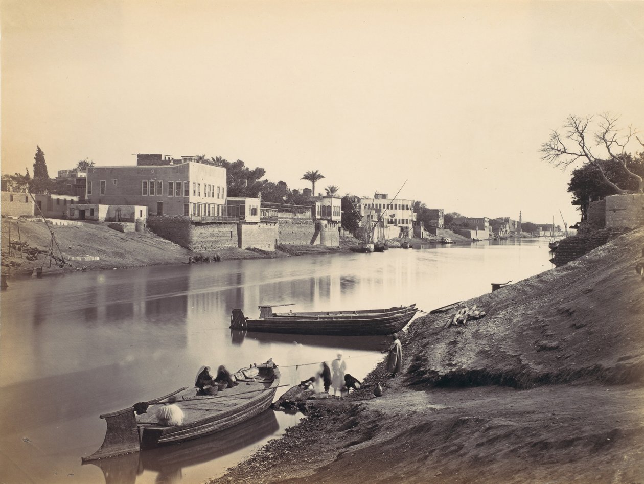 ضفاف النيل بالقاهرة ح. 1857 ، طبعت 1870. بواسطة فرانسيس فريث