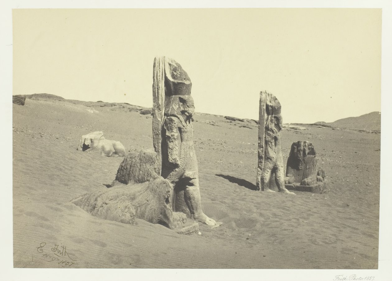 Colossi and Sphynx at Wady Saboua ، النوبة ، 1857. بواسطة فرانسيس فريث