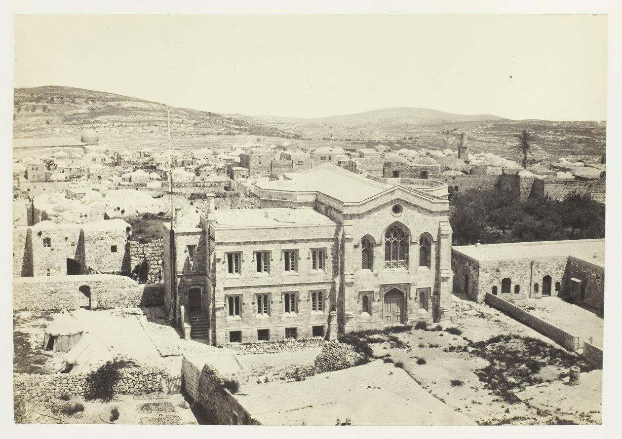 الكنيسة الإنجليزية الجديدة من برج هيبيكوس ، القدس ، 1857. بواسطة فرانسيس فريث