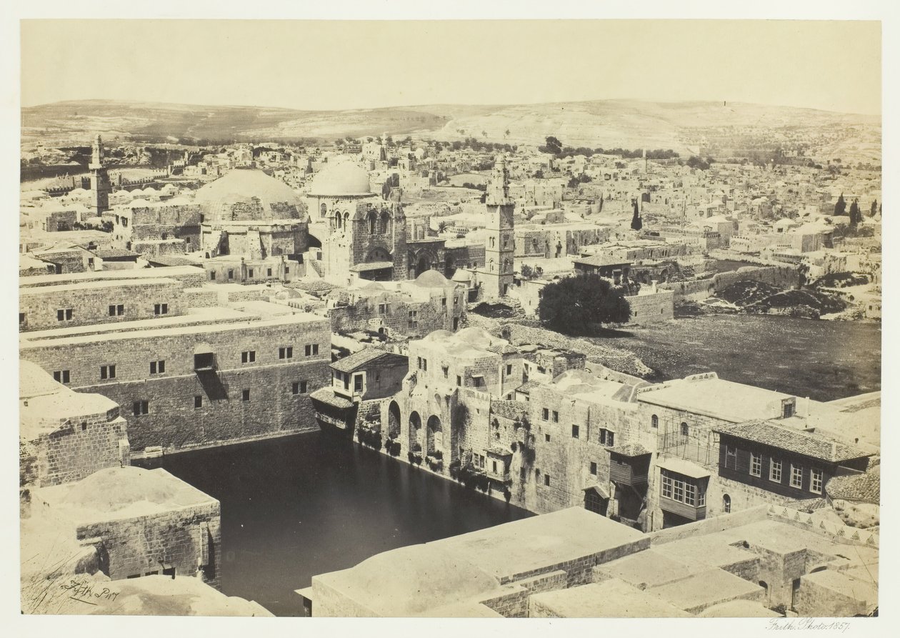 بركة حزقيا ، من برج هيبيكس ، أورشليم ، 1857. بواسطة فرانسيس فريث