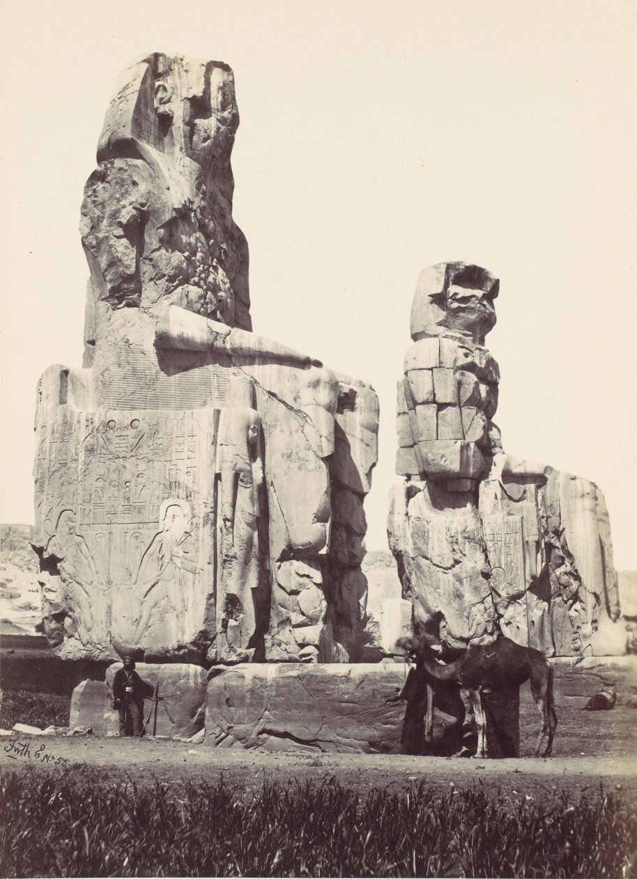 تماثيل ممنون. سهل طيبة ، 1857. بواسطة فرانسيس فريث