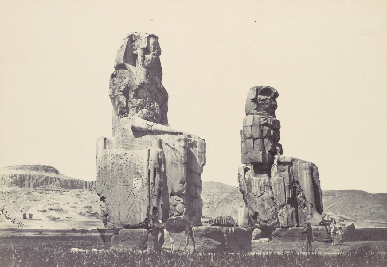 تماثيل ممنون. سهل طيبة ، 1857. بواسطة فرانسيس فريث