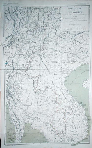 خريطة الهند الصينية من "Atlas du Voyage d'Exploration en Indochine 1866-1868" بقلم دودارت دي لاغري بواسطة فرانسيس غارنييه