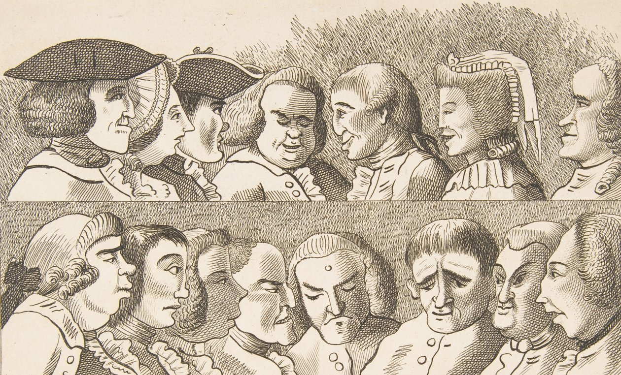 اللوحة الرابعة ، من قواعد رسم الكاريكاتور ، 26 فبراير 1788. بواسطة فرانسيس جروس