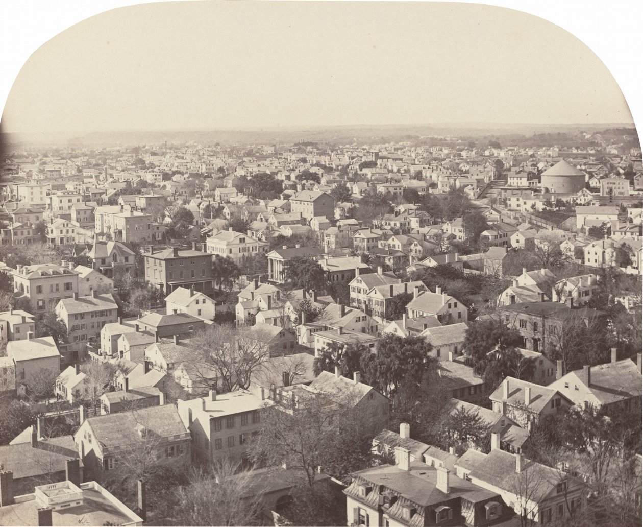 النظر إلى الشمال الغربي من شارع وستمنستر ، بروفيدنس ، 1858-1860. بواسطة فرانسيس هاكر