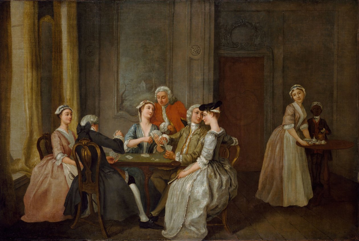 اللعب في Quadrille ، 1740-50. بواسطة فرانسيس هايمان