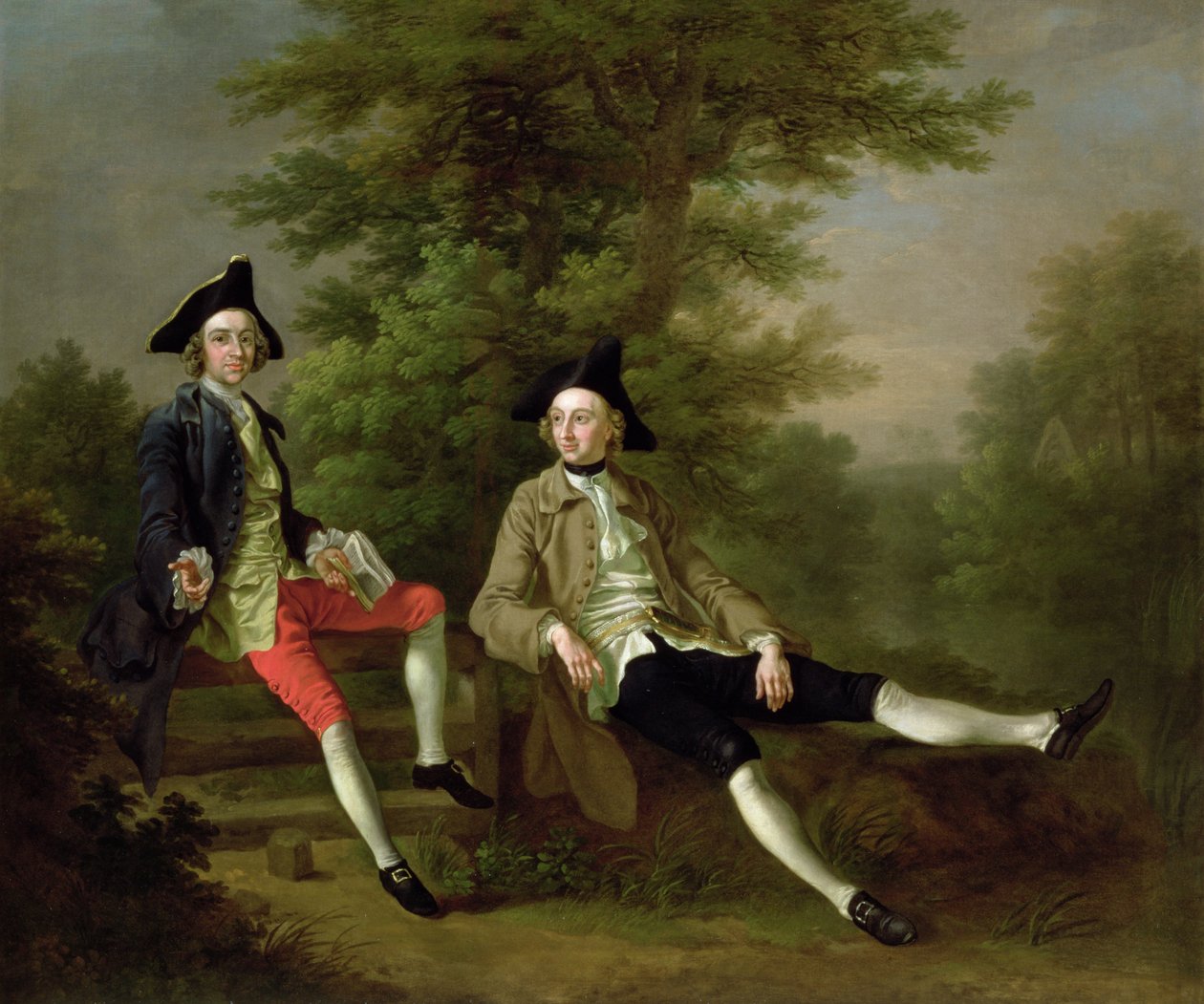صورة ديفيد غاريك (1717-1779) (يسار) وويليام ويندهام من فيلبريج (1717-61) (يمين) ج .1745 بواسطة فرانسيس هايمان