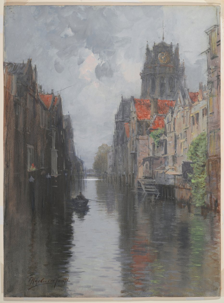 خلف Groote Kirk ، دوردريخت ، 1880s (مرحاض فوق الفحم على ورق مقوى) بواسطة فرانسيس هوبكنسون سميث