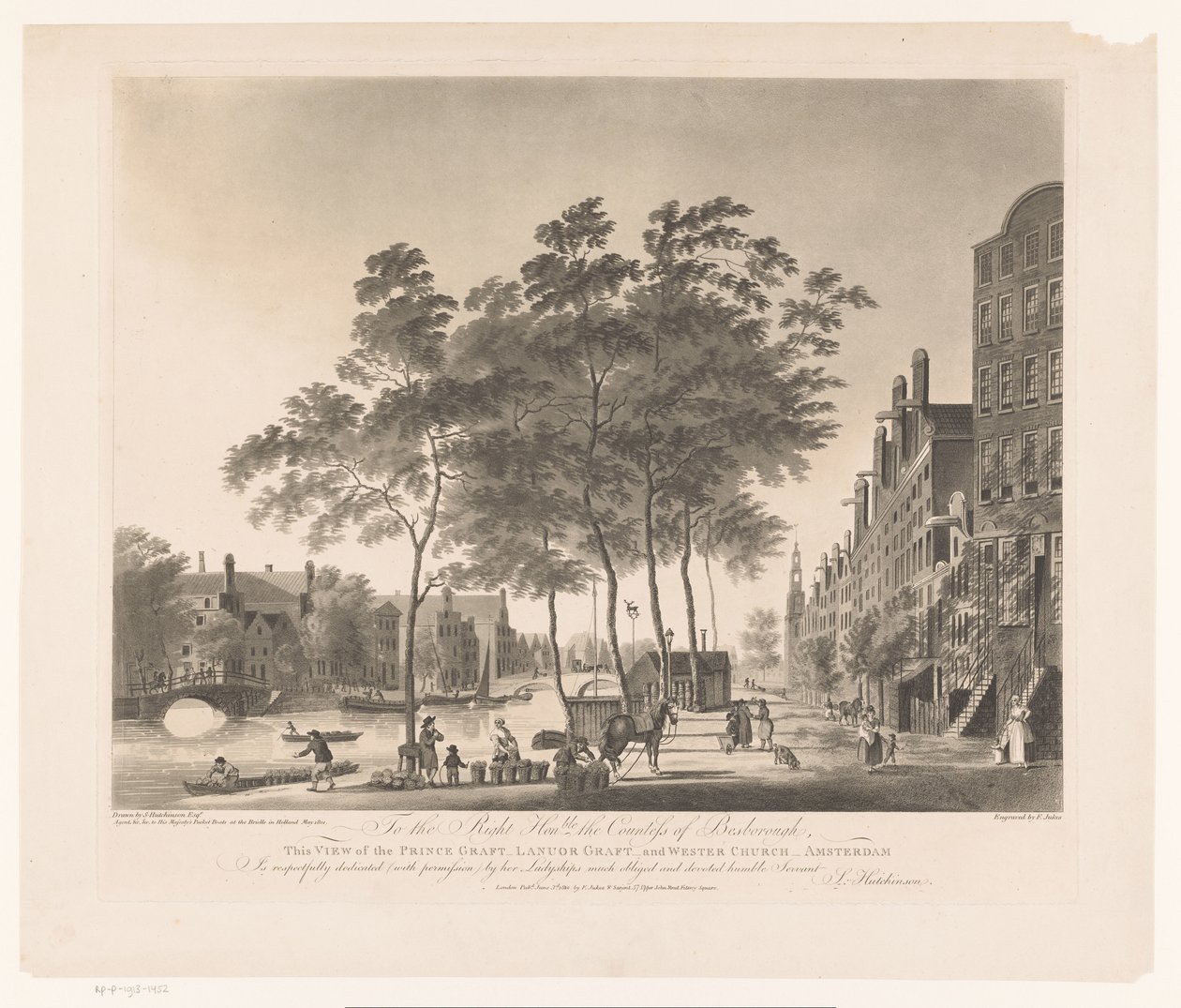 منظر لنهر برينسنغراخت وويستيركيرك في أمستردام منظر لـ Prince graft-Lanuor Graft-and Wester Church-Amsterdam (العنوان على الجسم) بواسطة فرانسيس جوكس