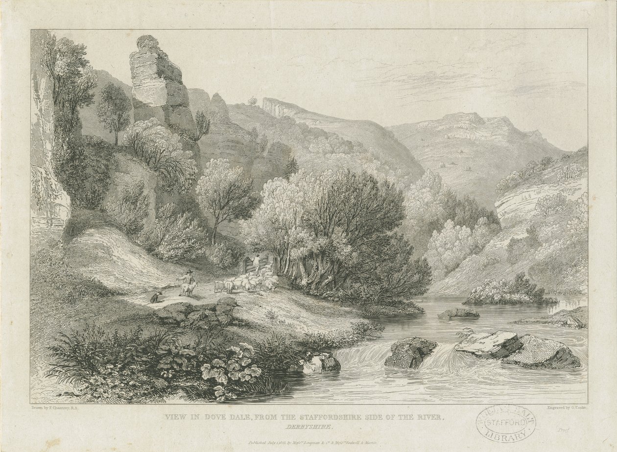 Dovedale - مناظر طبيعية: engraving، nd [19th cent] بواسطة فرانسيس ليجات شانتري