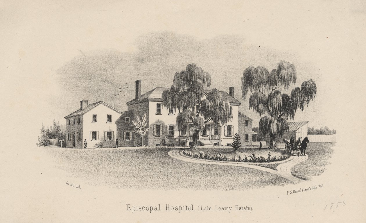مستشفى الأسقفية ، litho بواسطة PS Duval and Son ، 1856 بواسطة فرانسيس شيل