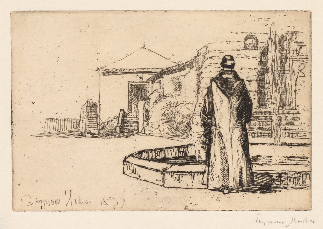 راهب في نافورة ، 1877. بواسطة فرانسيس سيمور هادن
