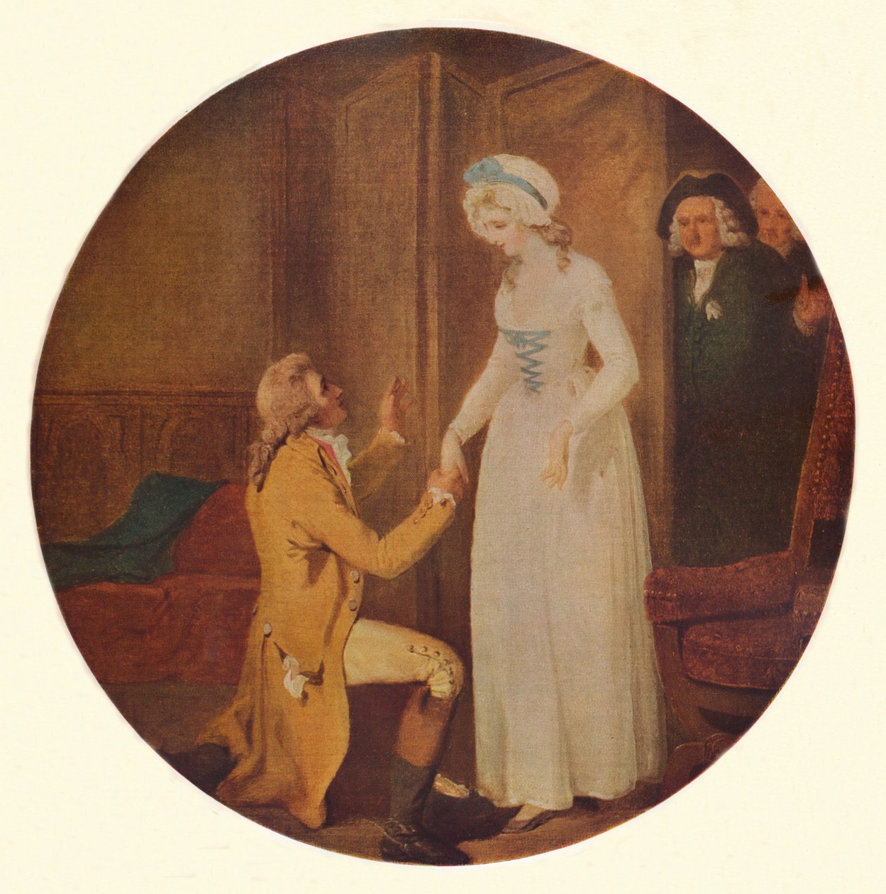 يونغ مارلو وملكة جمال هاردكاسل: مشهد من هي Stoops to Conquer by Oliver Goldsmith Act V، Sc بواسطة فرانسيس ويتلي