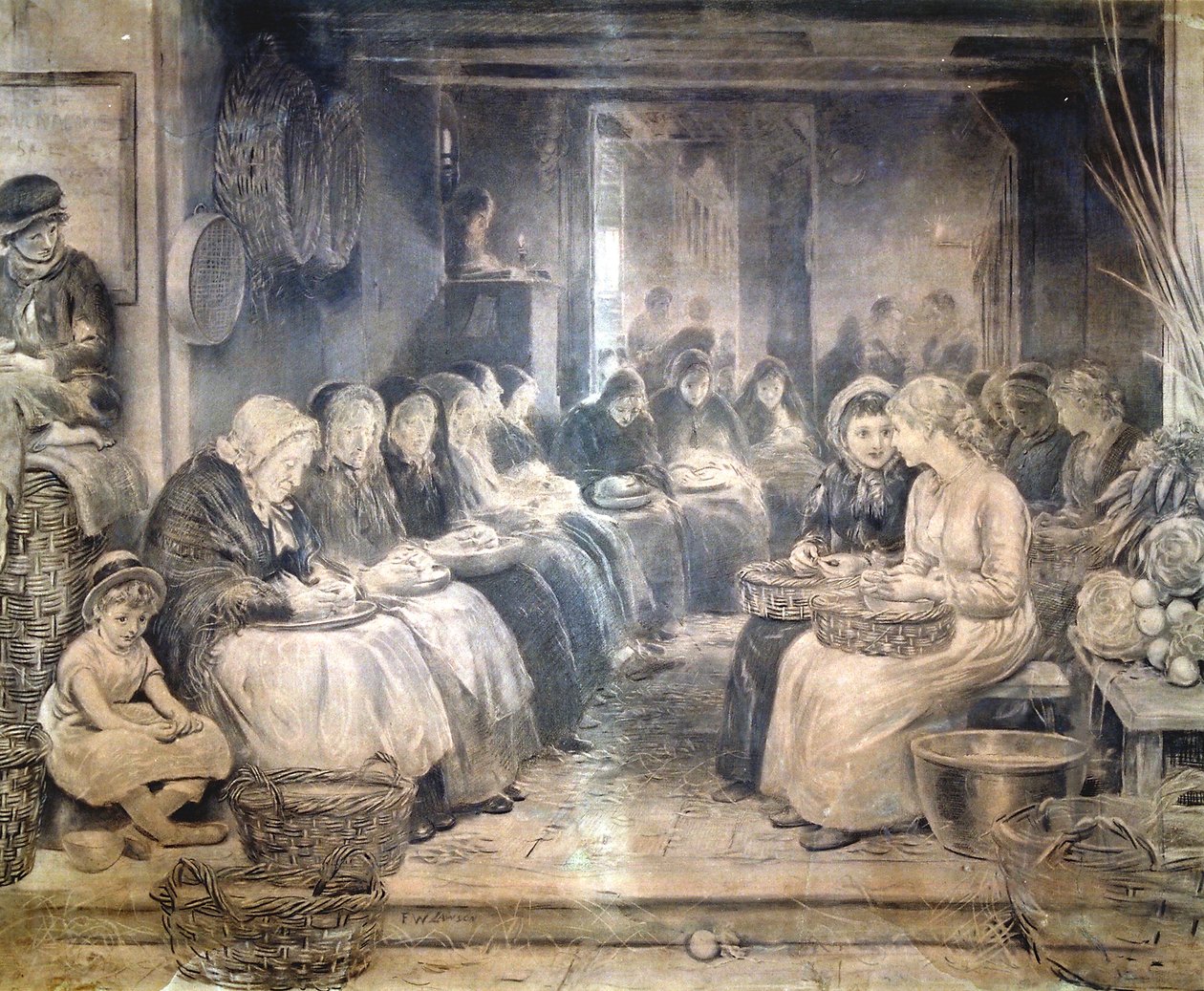 "مشهد كوفنت جاردن - جلوس العاملات" ، c1862-1935. بواسطة فرانسيس وليام لوسون