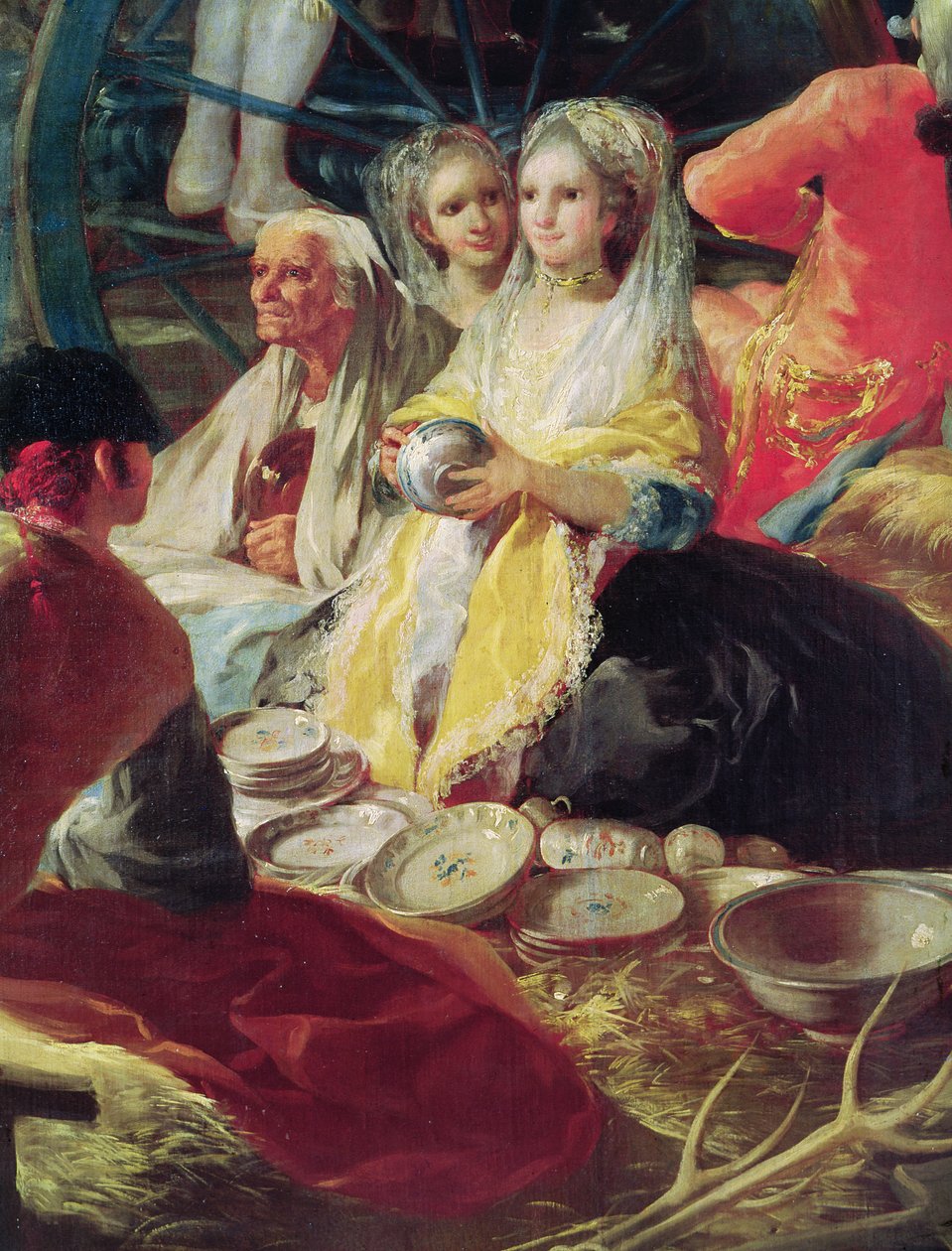 السيدات يشترون الفخار في كشك في مدريد ، 1779 (تفاصيل 38625) بواسطة فرانسيسكو دي جويا