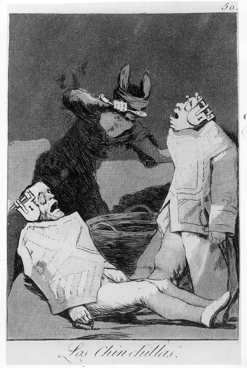 Chinchillas ، اللوحة 50 من "Los caprichos" ، 1799 (النقش والألوان المائية) بواسطة فرانسيسكو دي جويا