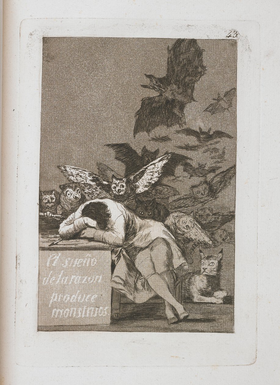 نوم العقل ينتج الوحوش ، اللوحة 43 من لوس كابريتشوس ، 1797-1798 بواسطة فرانسيسكو دي جويا